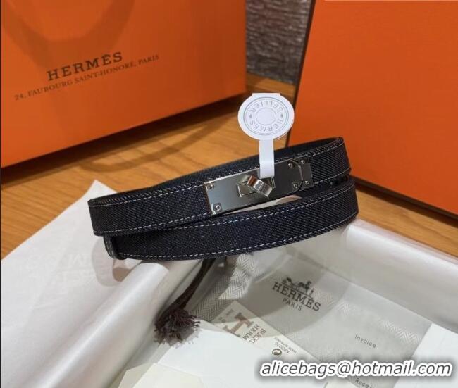 Trendy Design Hermes Denim Belt 1.8cm with Kelly Buckle HS091202 Dark Blue 2025