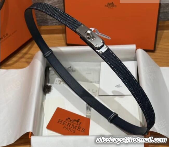 Trendy Design Hermes Denim Belt 1.8cm with Kelly Buckle HS091202 Dark Blue 2025