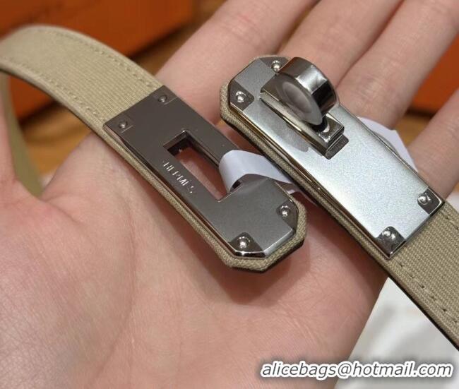 Top Quality Hermes Canvas Belt 1.8cm with Kelly Buckle HS091202 Beige 2025