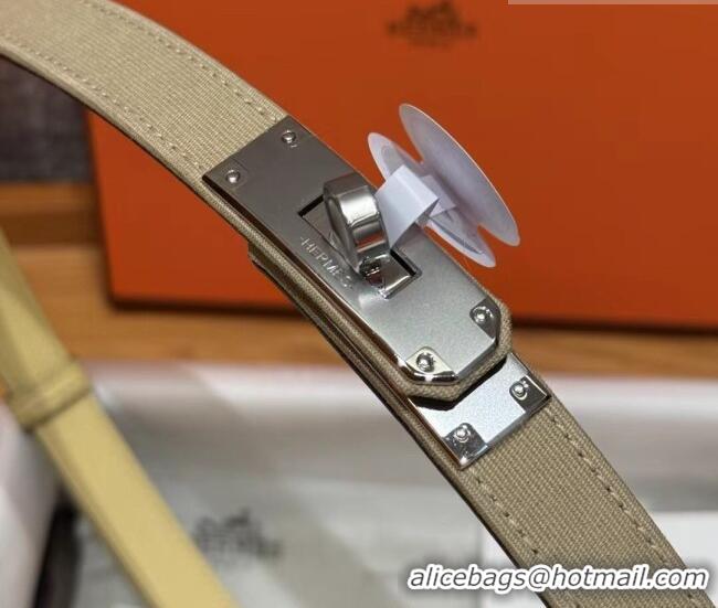 Top Quality Hermes Canvas Belt 1.8cm with Kelly Buckle HS091202 Beige 2025