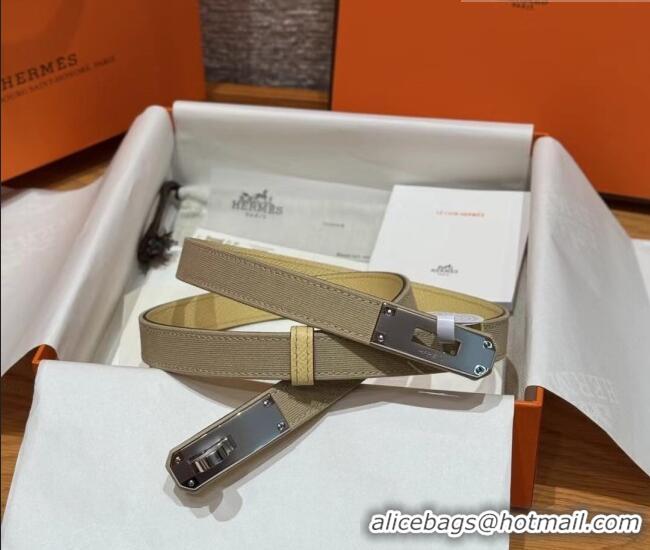 Top Quality Hermes Canvas Belt 1.8cm with Kelly Buckle HS091202 Beige 2025