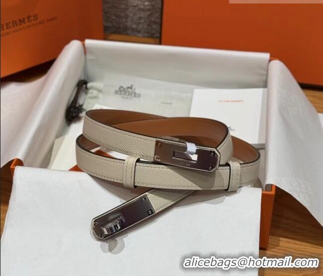 Well Crafted Hermes Hunter Calfskin Leather Belt 1.8cm with Kelly Buckle HS091202 White 2025