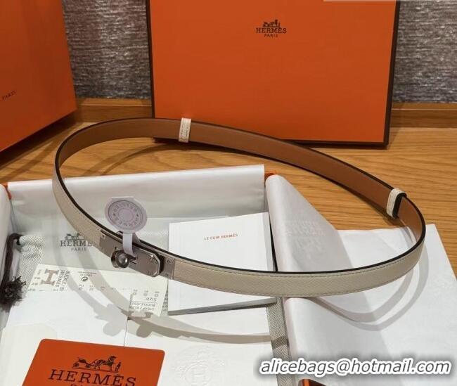 Well Crafted Hermes Hunter Calfskin Leather Belt 1.8cm with Kelly Buckle HS091202 White 2025