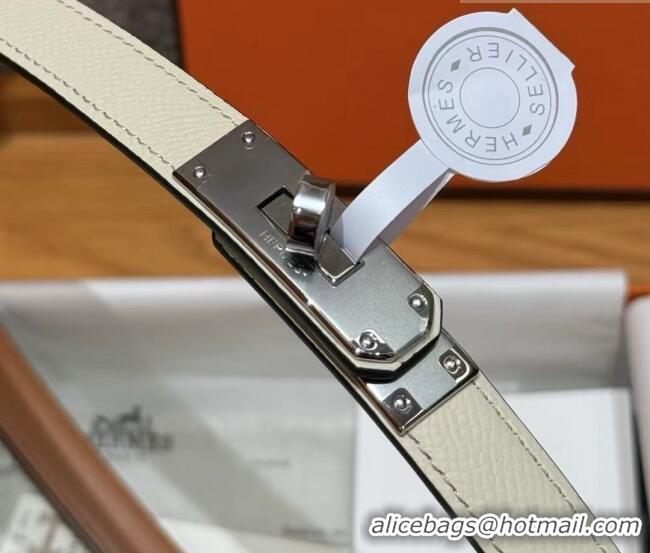 Well Crafted Hermes Hunter Calfskin Leather Belt 1.8cm with Kelly Buckle HS091202 White 2025
