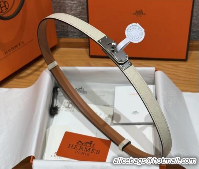 Well Crafted Hermes Hunter Calfskin Leather Belt 1.8cm with Kelly Buckle HS091202 White 2025