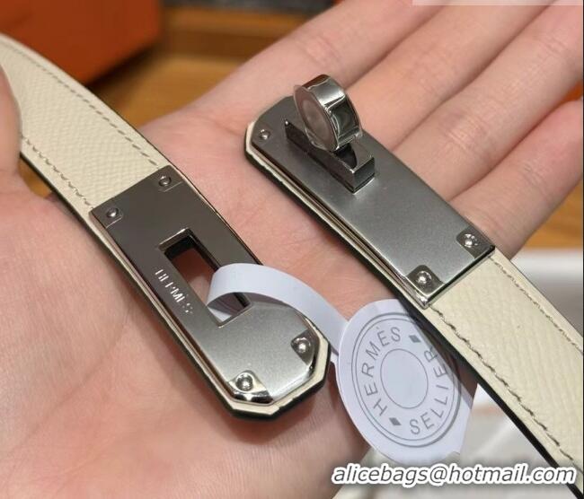 Well Crafted Hermes Hunter Calfskin Leather Belt 1.8cm with Kelly Buckle HS091202 White 2025