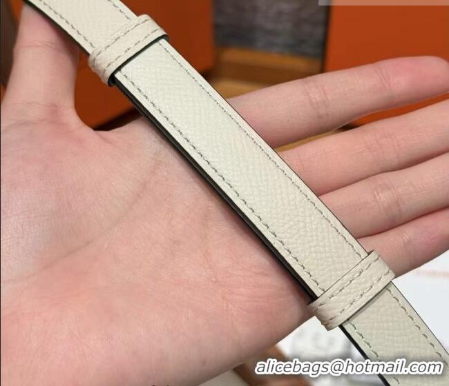 Well Crafted Hermes Hunter Calfskin Leather Belt 1.8cm with Kelly Buckle HS091202 White 2025