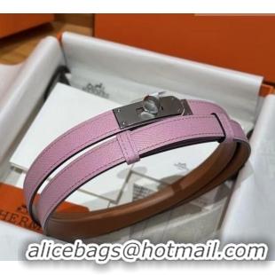 Luxury Cheap Hermes Hunter Calfskin Leather Belt 1.8cm with Kelly Buckle HS091202 Pink 2025
