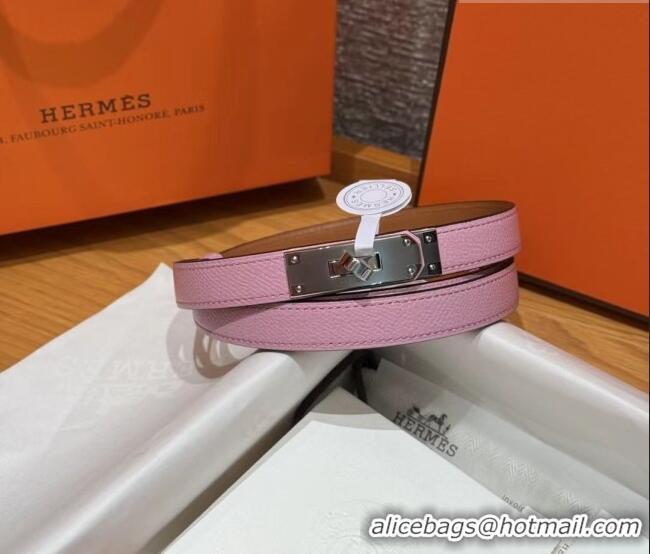 Luxury Cheap Hermes Hunter Calfskin Leather Belt 1.8cm with Kelly Buckle HS091202 Pink 2025