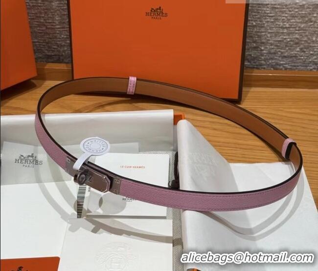 Luxury Cheap Hermes Hunter Calfskin Leather Belt 1.8cm with Kelly Buckle HS091202 Pink 2025