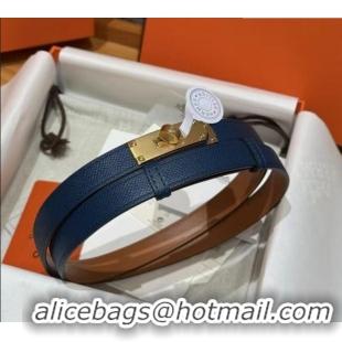 Top Grade Hermes Hunter Calfskin Leather Belt 1.8cm with Kelly Buckle HS091202 Dark Blue 2025