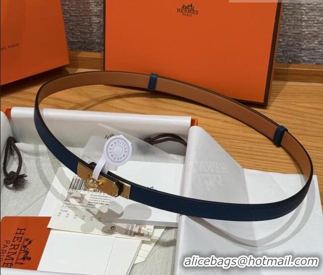 Top Grade Hermes Hunter Calfskin Leather Belt 1.8cm with Kelly Buckle HS091202 Dark Blue 2025
