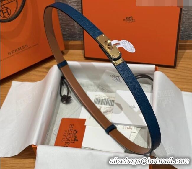 Top Grade Hermes Hunter Calfskin Leather Belt 1.8cm with Kelly Buckle HS091202 Dark Blue 2025