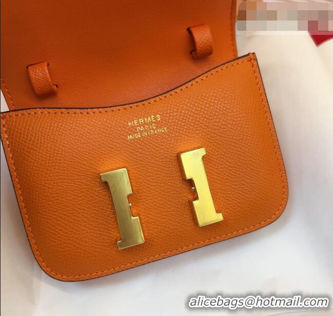 Buy Cheap Hermes Kelly Buckle Slim Pouch Belt in Grained Calfskin with Gold Hardware 0104 Orange 2026