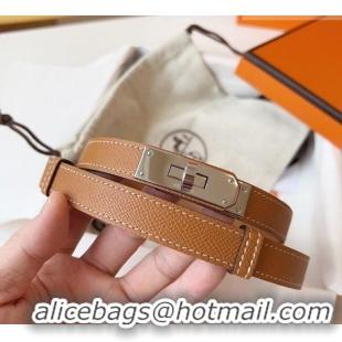 Popular Style Hermes Kelly Duo Belt 1.8cm in Epsom Calfskin Leather H031601 Brown/Silver 2026