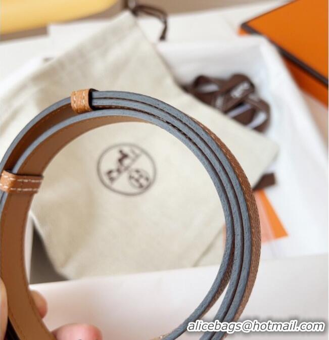 Popular Style Hermes Kelly Duo Belt 1.8cm in Epsom Calfskin Leather H031601 Brown/Silver 2026