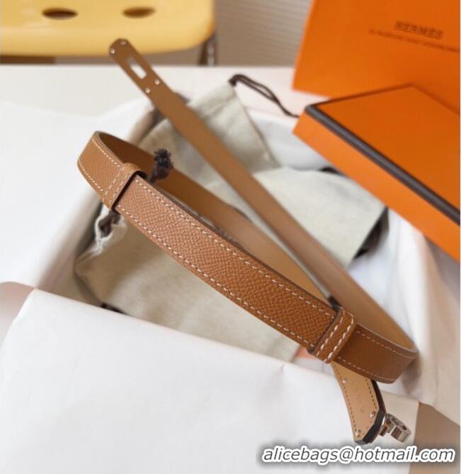 Popular Style Hermes Kelly Duo Belt 1.8cm in Epsom Calfskin Leather H031601 Brown/Silver 2026