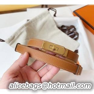 Best Product Hermes Kelly Duo Belt 1.8cm in Epsom Calfskin Leather H031601 Brown/Gold 2026