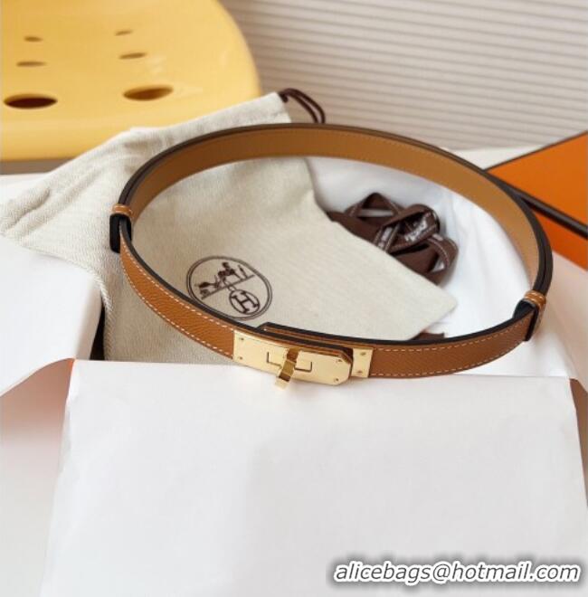 Best Product Hermes Kelly Duo Belt 1.8cm in Epsom Calfskin Leather H031601 Brown/Gold 2026
