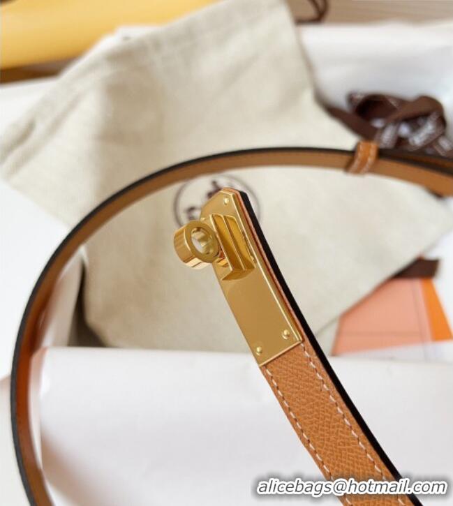Best Product Hermes Kelly Duo Belt 1.8cm in Epsom Calfskin Leather H031601 Brown/Gold 2026