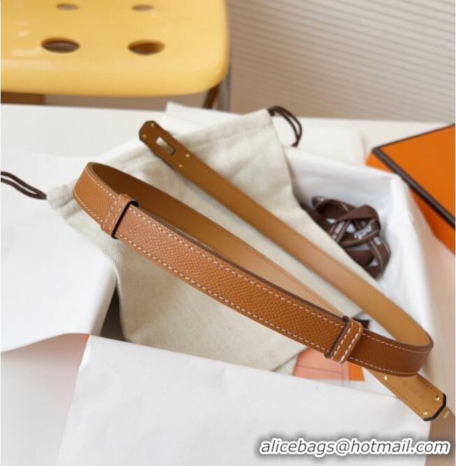 Best Product Hermes Kelly Duo Belt 1.8cm in Epsom Calfskin Leather H031601 Brown/Gold 2026