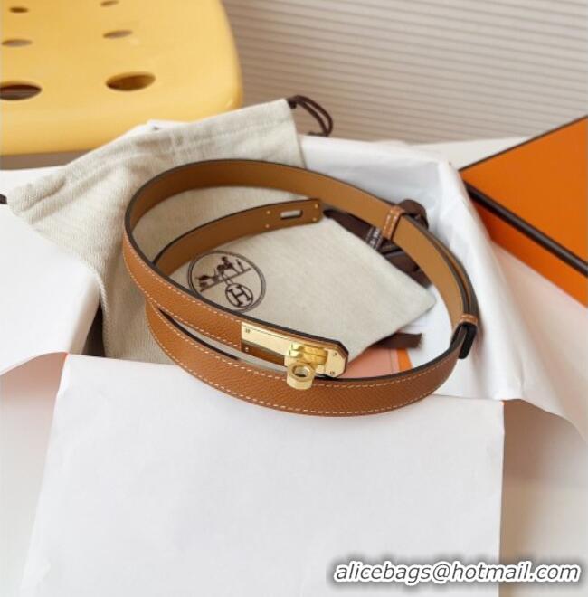 Best Product Hermes Kelly Duo Belt 1.8cm in Epsom Calfskin Leather H031601 Brown/Gold 2026
