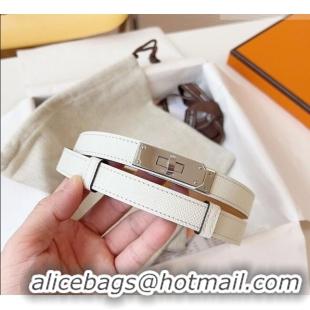 Top Design Hermes Kelly Duo Belt 1.8cm in Epsom Calfskin Leather H031601 White/Silver 2026