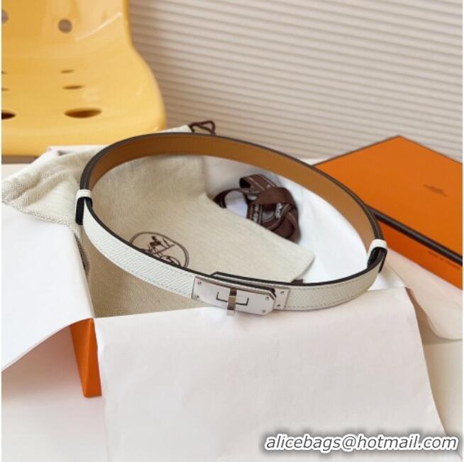 Top Design Hermes Kelly Duo Belt 1.8cm in Epsom Calfskin Leather H031601 White/Silver 2026