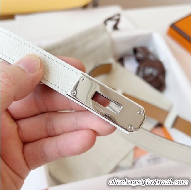 Top Design Hermes Kelly Duo Belt 1.8cm in Epsom Calfskin Leather H031601 White/Silver 2026