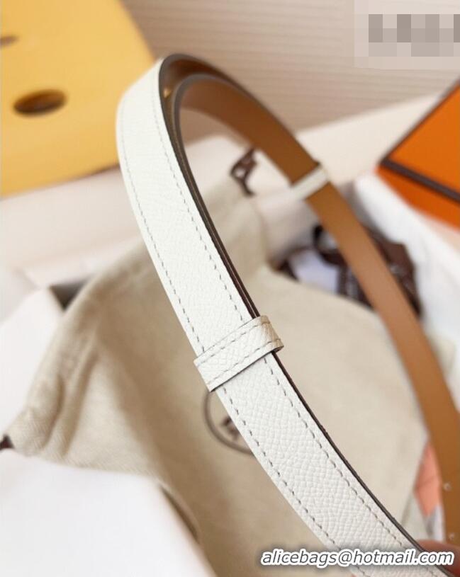 Top Design Hermes Kelly Duo Belt 1.8cm in Epsom Calfskin Leather H031601 White/Silver 2026