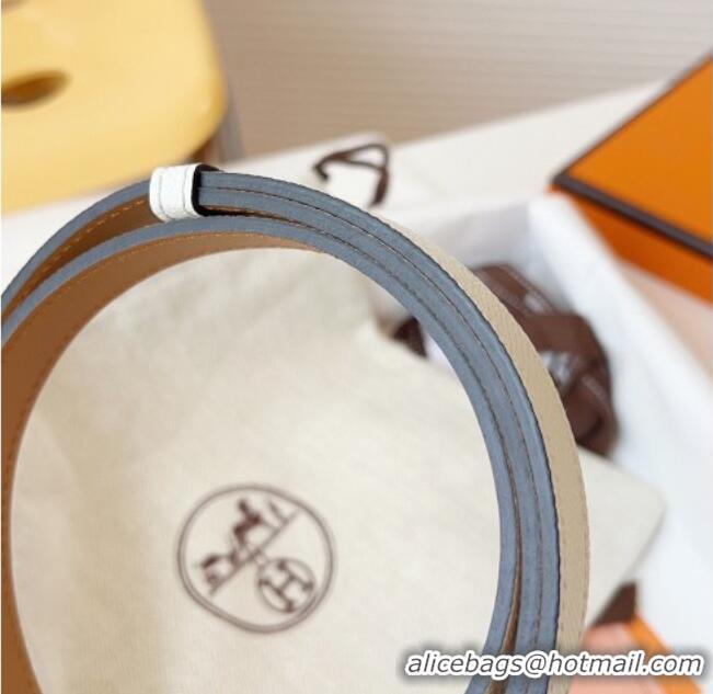 Top Design Hermes Kelly Duo Belt 1.8cm in Epsom Calfskin Leather H031601 White/Silver 2026