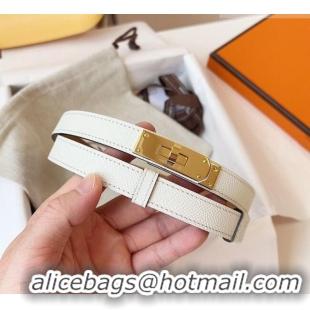 Cheap Price Hermes Kelly Duo Belt 1.8cm in Epsom Calfskin Leather H031601 White/Gold 2026