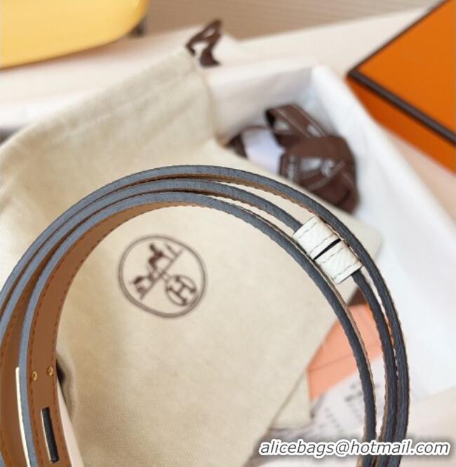 Cheap Price Hermes Kelly Duo Belt 1.8cm in Epsom Calfskin Leather H031601 White/Gold 2026