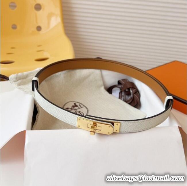 Cheap Price Hermes Kelly Duo Belt 1.8cm in Epsom Calfskin Leather H031601 White/Gold 2026