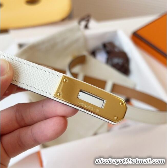 Cheap Price Hermes Kelly Duo Belt 1.8cm in Epsom Calfskin Leather H031601 White/Gold 2026