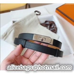 New Fashion Hermes Kelly Duo Belt 1.8cm in Epsom Calfskin Leather H031601 Black/Silver 2026