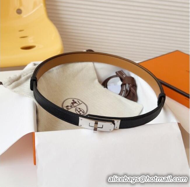 New Fashion Hermes Kelly Duo Belt 1.8cm in Epsom Calfskin Leather H031601 Black/Silver 2026