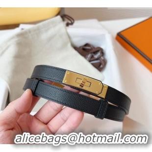 Inexpensive Hermes Kelly Duo Belt 1.8cm in Epsom Calfskin Leather H031601 Black/Gold 2026