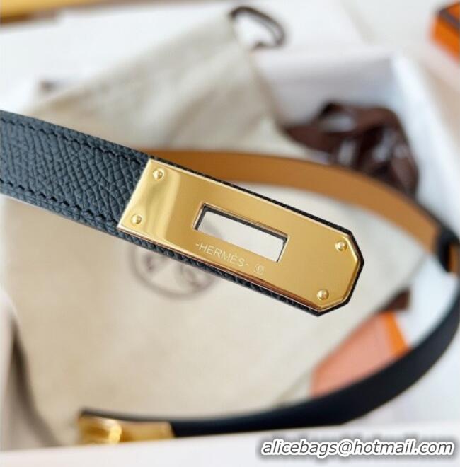 Inexpensive Hermes Kelly Duo Belt 1.8cm in Epsom Calfskin Leather H031601 Black/Gold 2026