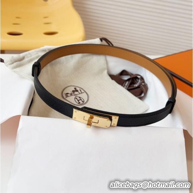 Inexpensive Hermes Kelly Duo Belt 1.8cm in Epsom Calfskin Leather H031601 Black/Gold 2026