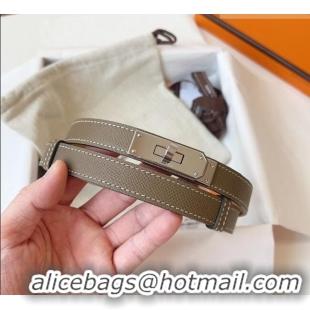 Buy Discount Hermes Kelly Duo Belt 1.8cm in Epsom Calfskin Leather H031601 Grey/Silver 2026