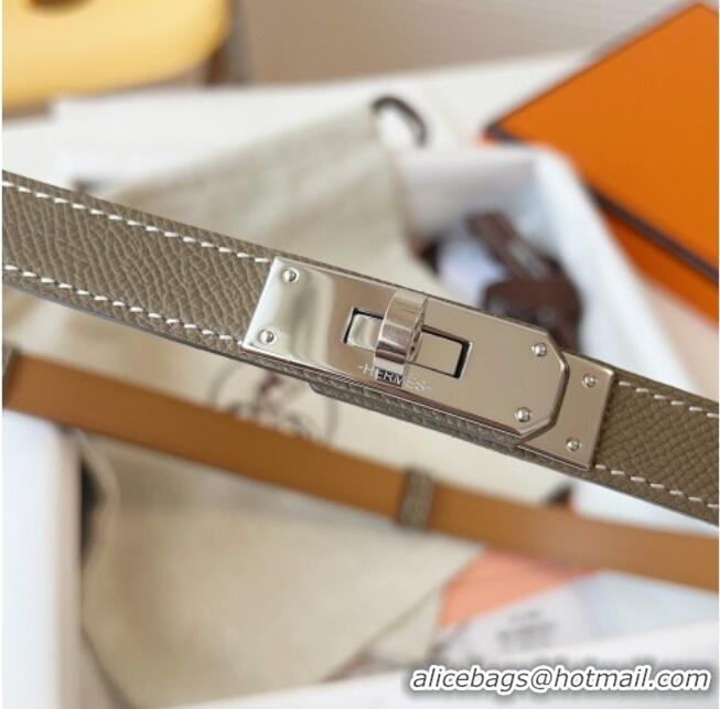 Buy Discount Hermes Kelly Duo Belt 1.8cm in Epsom Calfskin Leather H031601 Grey/Silver 2026