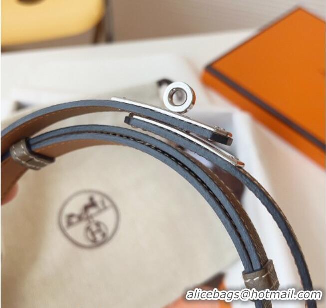 Buy Discount Hermes Kelly Duo Belt 1.8cm in Epsom Calfskin Leather H031601 Grey/Silver 2026