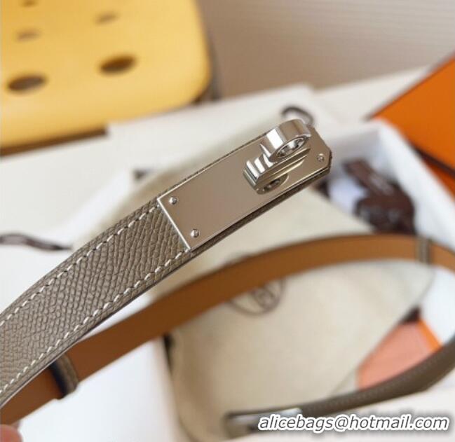 Buy Discount Hermes Kelly Duo Belt 1.8cm in Epsom Calfskin Leather H031601 Grey/Silver 2026