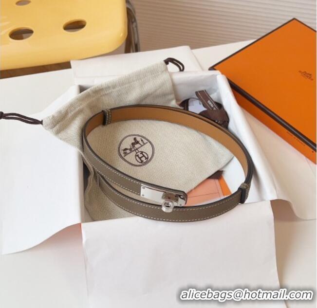 Buy Discount Hermes Kelly Duo Belt 1.8cm in Epsom Calfskin Leather H031601 Grey/Silver 2026