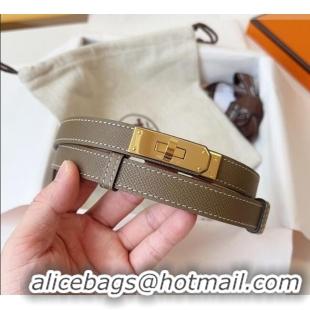 Top Quality Hermes Kelly Duo Belt 1.8cm in Epsom Calfskin Leather H031601 Grey/Gold 2026