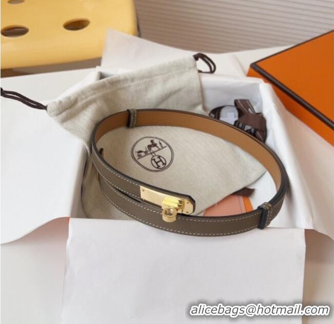 Top Quality Hermes Kelly Duo Belt 1.8cm in Epsom Calfskin Leather H031601 Grey/Gold 2026