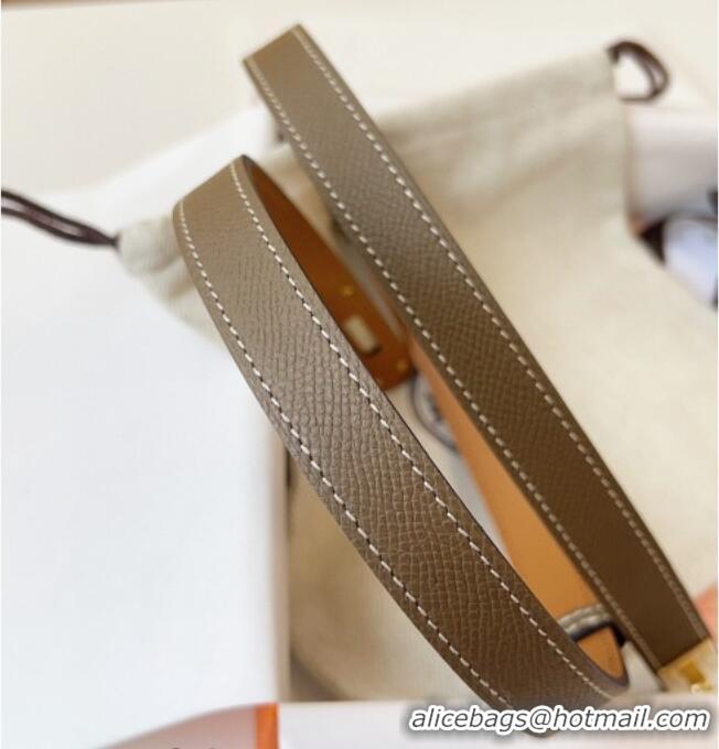 Top Quality Hermes Kelly Duo Belt 1.8cm in Epsom Calfskin Leather H031601 Grey/Gold 2026