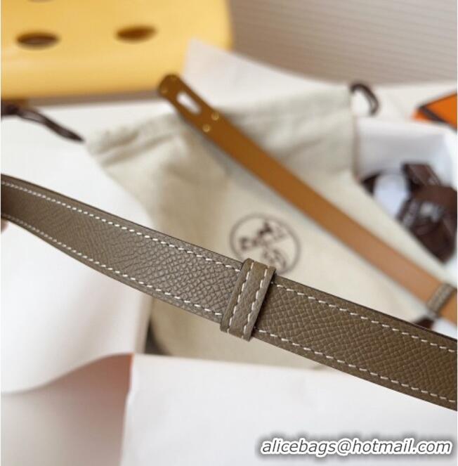 Top Quality Hermes Kelly Duo Belt 1.8cm in Epsom Calfskin Leather H031601 Grey/Gold 2026