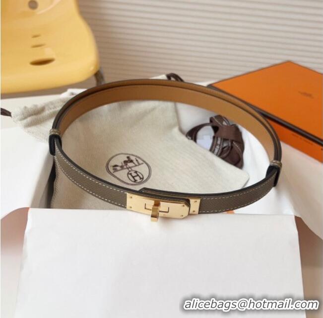 Top Quality Hermes Kelly Duo Belt 1.8cm in Epsom Calfskin Leather H031601 Grey/Gold 2026